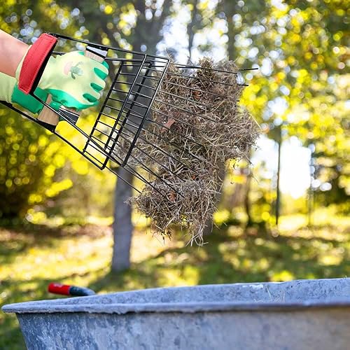 Miniatura 9 de Colwelt Cucharas y garras de hojas de acero, pala de acero resistente para limpieza de césped y jardín, agarrador de hojas de gran tamaño para