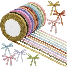 10 Rolls 250 Yards Giltter Ribbon for Gift Wrapping 1/4-Inch Metallic Glitter Ribbons 10 Colors for Christmas Holiday Wedding Birthday Party Gifts Decoration DIY Crafts Sewing Hair Bow Clip Favors