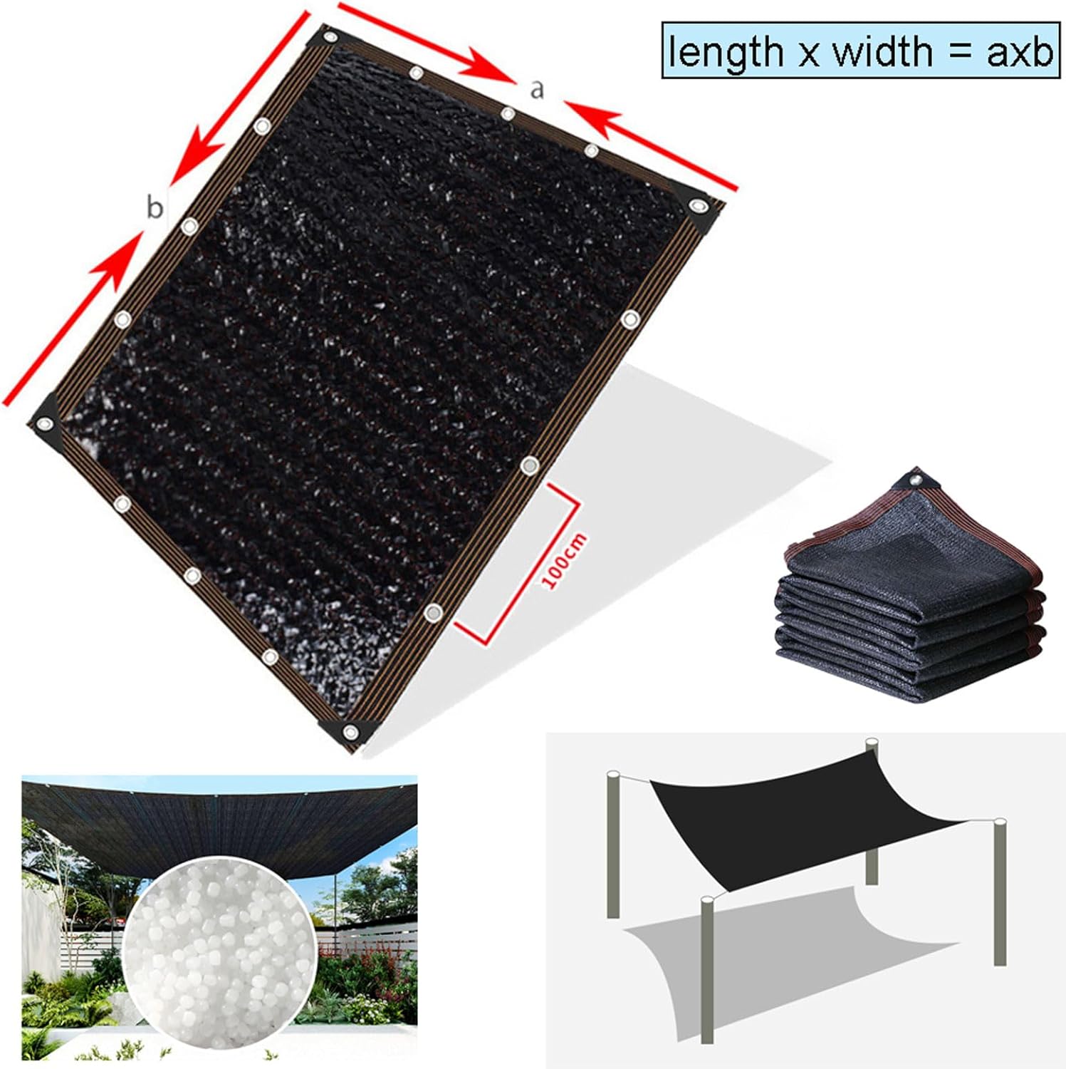 Sunblock Shade Cloth 2x3, Net Breathable Shade Mesh Tarp, Sun Shade Sail, Heat Insulation Shade Netting, for Plants, Greenhouse, Vegetables and Patio Sunshade