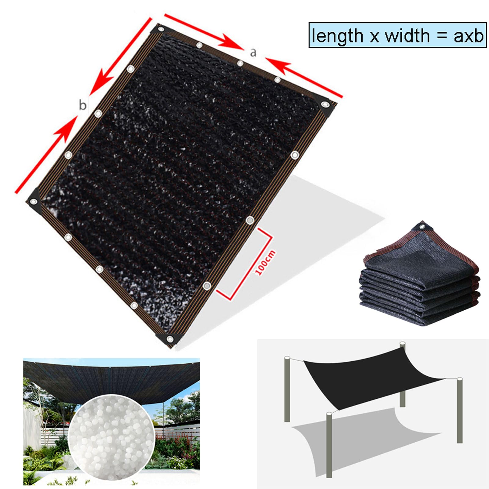 Malla de sombra de 15 m, 70-90% de protección solar, transpirable, para invernadero, terraza, jardín, flores, gallinero, cochera