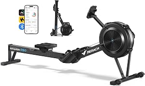 MERACH air resistance rowing machine in black with alloy steel frame