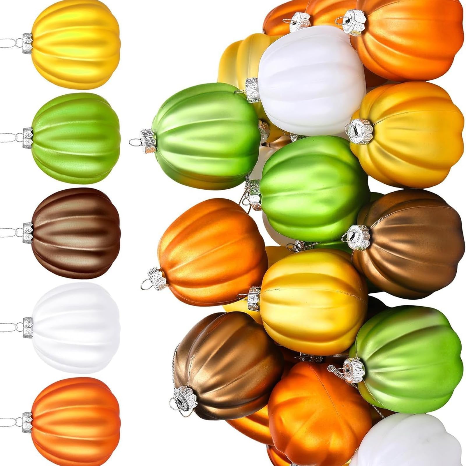 HZBB Of 20 Matte Finish Halloween Pumpkin Baubles Decorations Hanging Ornament for Holiday Parties Matte Finish Holiday Party Baubles