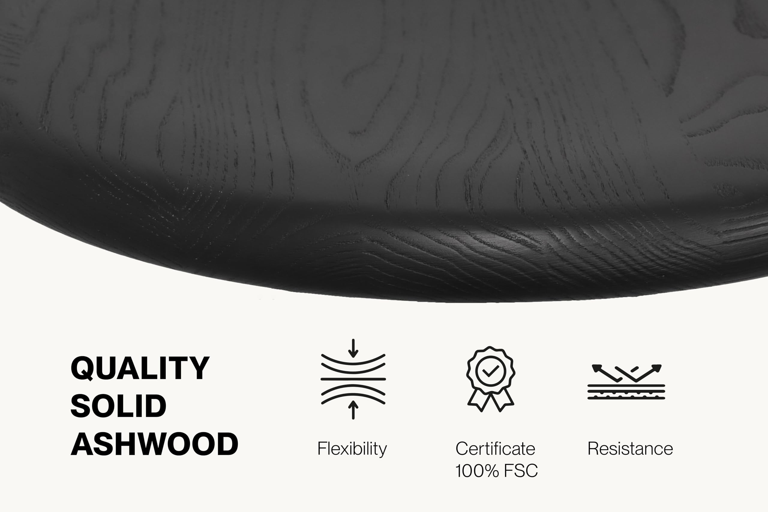 Trabaldo Sgabello KUKY B-61 - Designed and Made in Italy - Struttura in Metallo e Seduta in Legno Massello di Frassino - Certificato 100% FSC - A 61cm x L 39cm - Nero