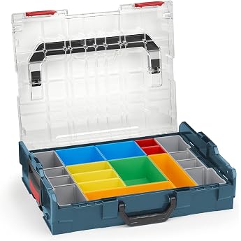 Bosch Sortimo L-BOXX 102 Plastic Tool Box Professional Blue with Transparent Lid with Inset Box Set H3 Sorting Boxes for Small Parts Ideal Small Parts Storage System