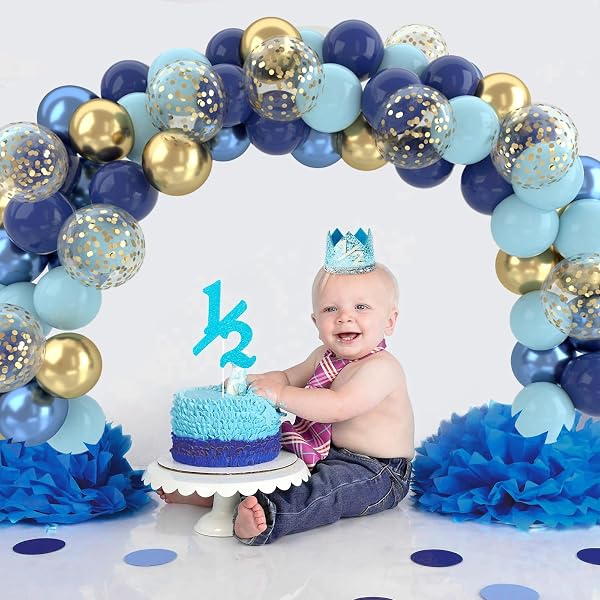 Luftballons Geburtstag Blau Gold,60 Stück Dunkelblau Hellblau Konfetti Helium Ballons,Blaue Goldene Luftballons Für Geburtsta - 2