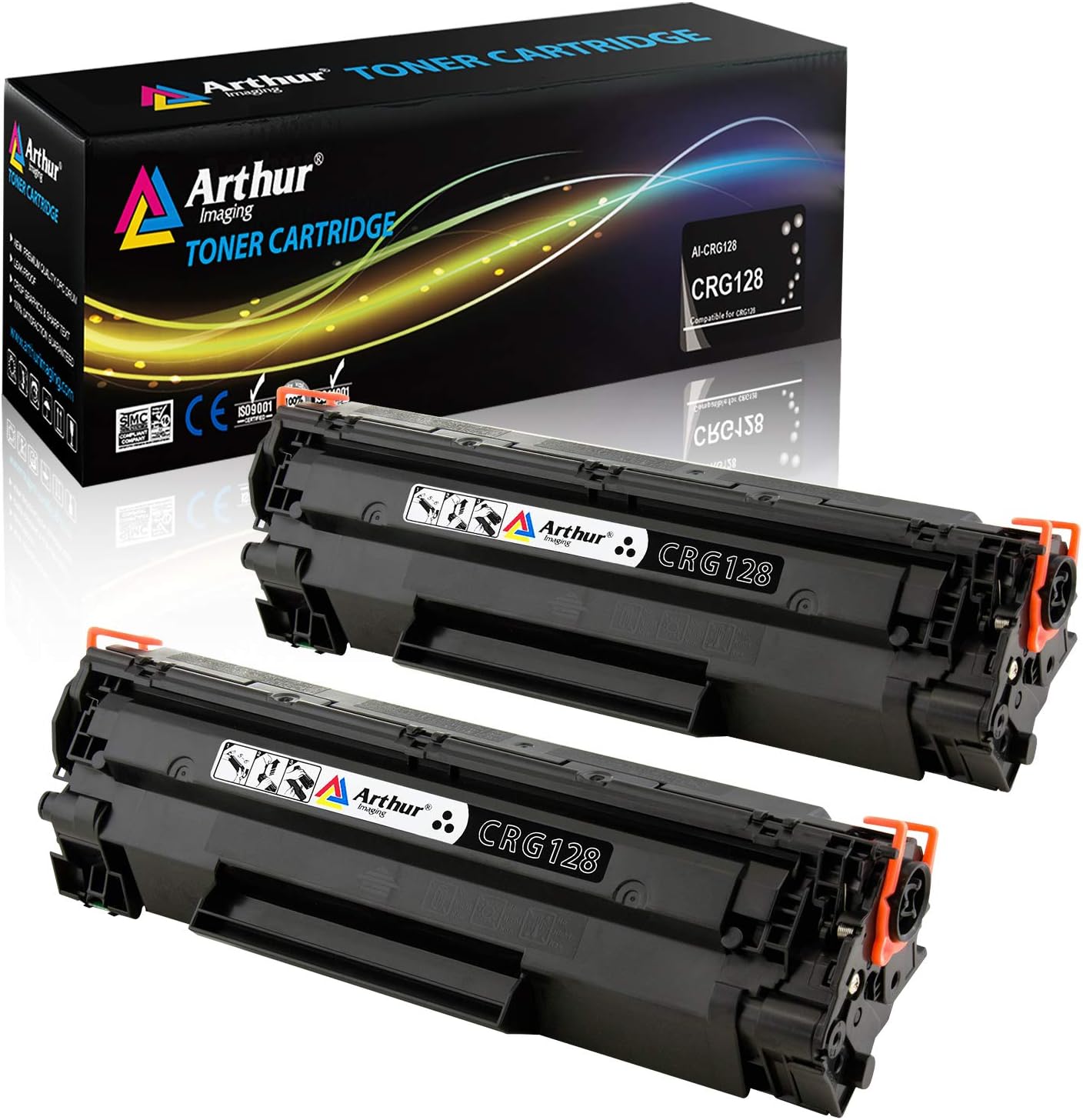 Arthur Imaging Compatible Toner Cartridge Replacement for Canon 128 (3500B001AA) (Black, 2-Pack)