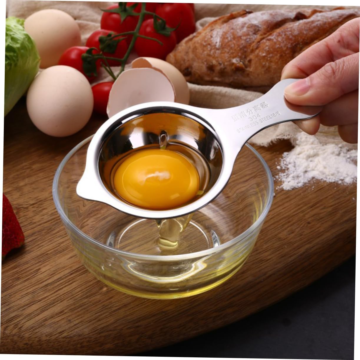 2pcs Stainless Steel Egg Separator Divider Yolk Extractor Sieve for Cooking and Baking Non Sticky Kitchen Tool with Smooth Inner for Home Chefs and Baking Enthusiasts