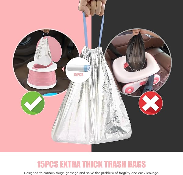 Vasino Per Bambini Vasino Portatile Per Bambini Da Viaggio Vasino Per Bambini WC Portatile Vasino Pieghevole Da Viaggio Toilette Pieghevole Bambini Per Campeggio Indoor Outdoor-15pcs Sacchetti Vasino - 2