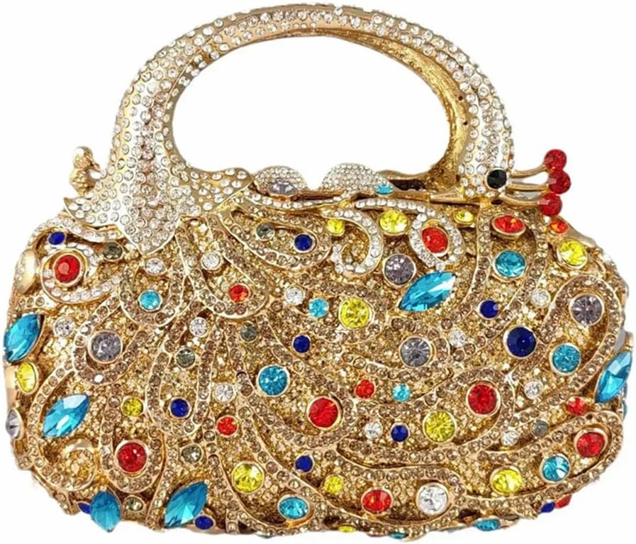 Women Peacock Crystal Clutch Purse Sparkling Rhinestone Handbag Ladies Luxury Evening Bag Wedding Party Purse