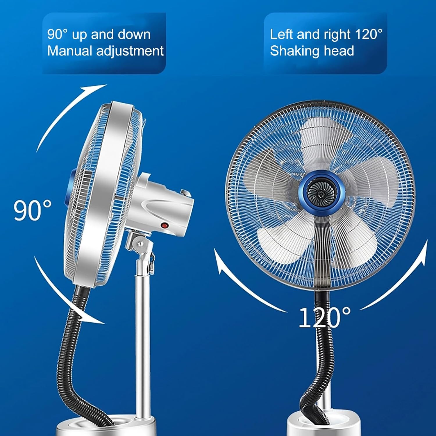 Generic Large Standing Floor Fan, Misting Fan for Industrial 19.6in 21.6in, W/3-Speed/7500ml Water Tank, Wheel Easy Moving, for Jobsite Restaurant Camping Outdoor Misting Fan (18in)