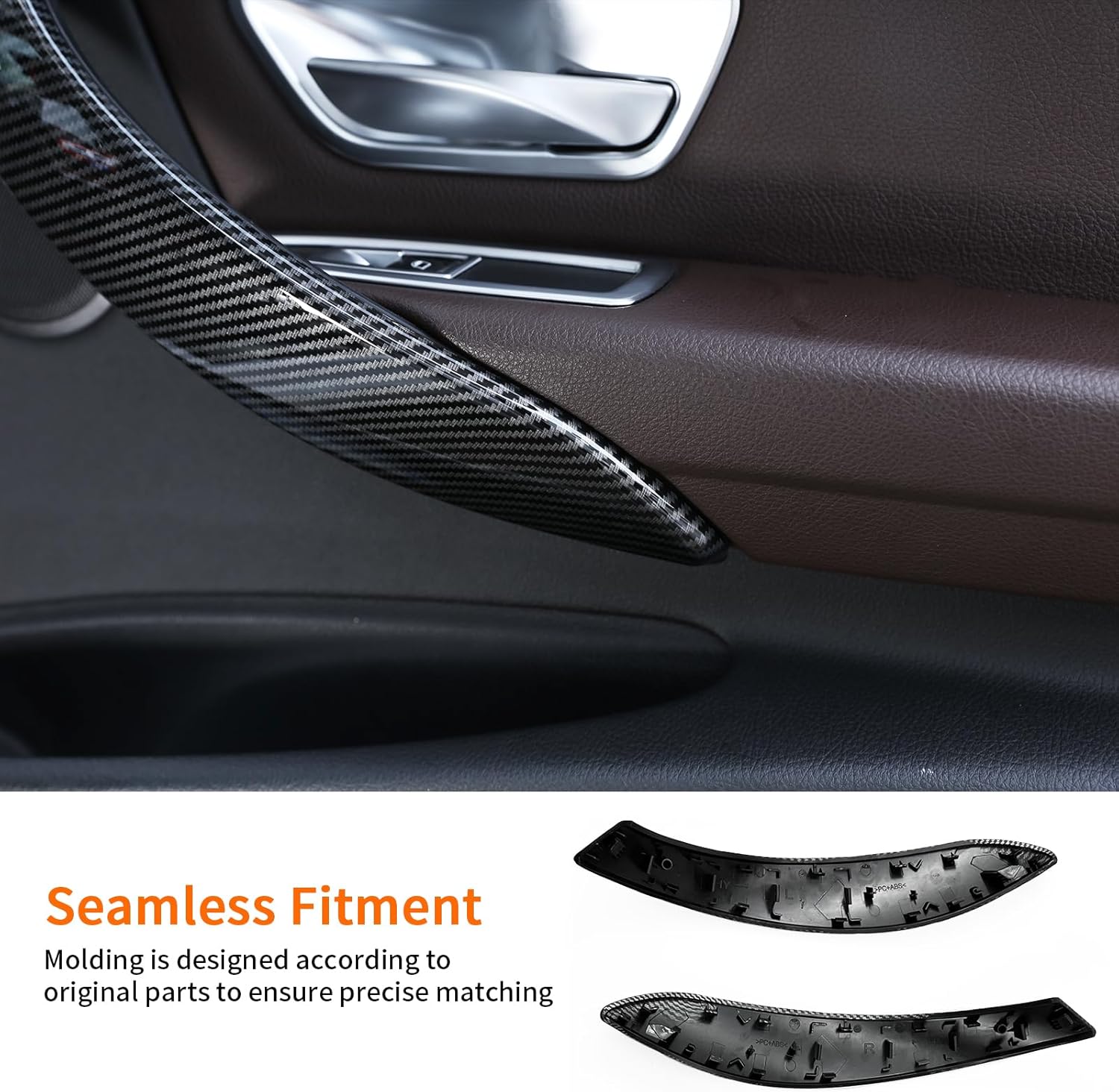 Car Interior Door Handles Covers Fit For BMW 3 4 series F30 F31 3GT F34 F36 Auto Door Pull Handle Outer Replace Cover 320i 328i 330i 335i 340i 420i 428i 430i 435i 440i (Outer Carbon fiber color)