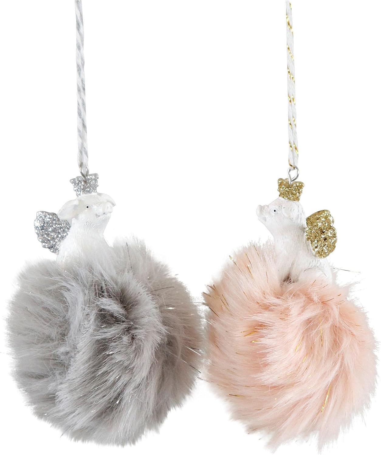 Hoff-Interieur Lucky Pigs Pompom S/2 Original Christmas Decoration, Multicolor, Unique