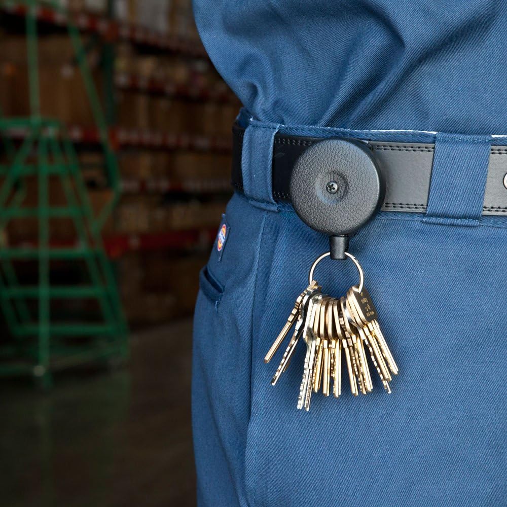 KEY-BAK Original Retractable Key Holder Keychain with a Front, Steel Belt Clip, and Split Ring