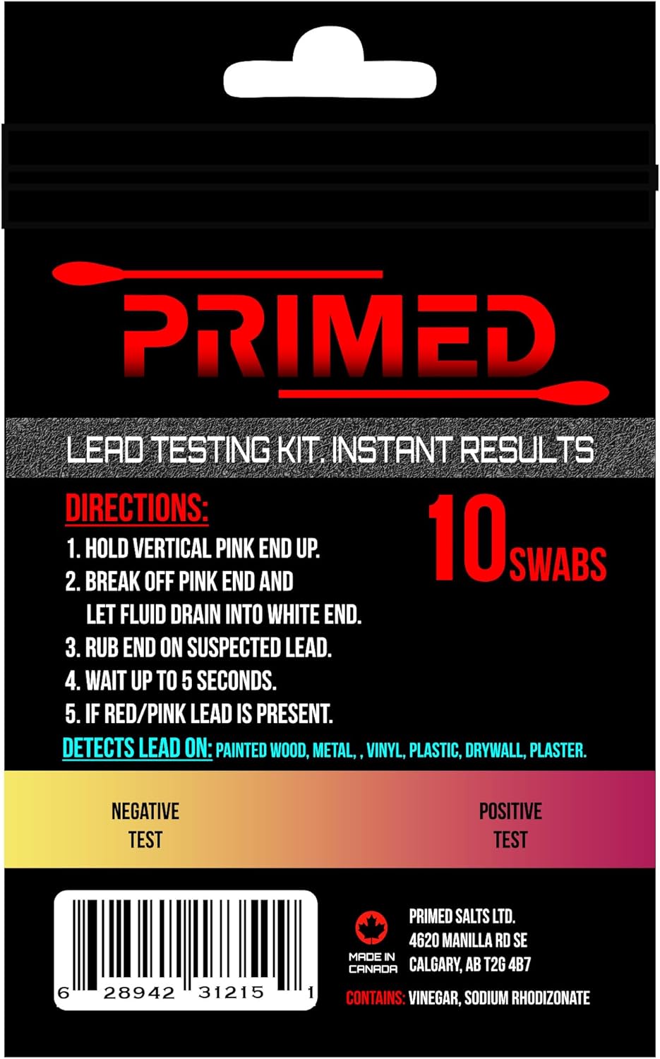 PRIMED Lead Test Kit Rapid Testing Kit for Lead Detection 10 Pre