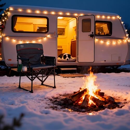 Miniatura 5 de TIMBER RIDGE Silla de campamento con calefacción de aluminio resistente con tamaño compacto, silla de directores portátil que soporta hasta 400