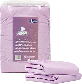 TREST Elite Briefs for Men and Women, Overnight Diapers for Incontinence, Elite Absorbency, Comfortable, Odor Neutralizing and Secure Fit with 2 Wide Tabs - Purple, Small (Pack of 2)