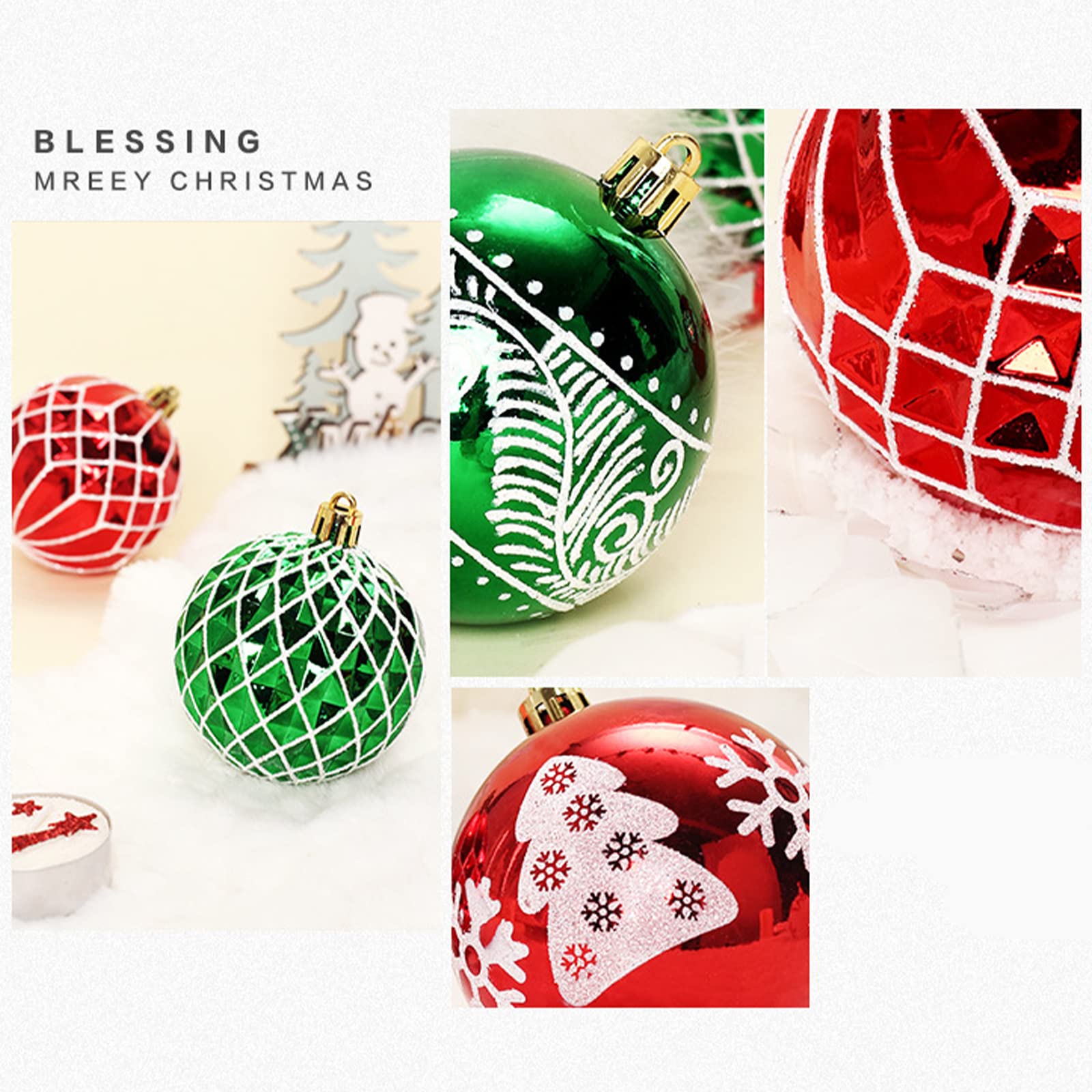 Coffret de Couleurs de Boules de Noël Peintes, 36 Pièces, Décor à Suspendre pour Arbre de Noël, Boules de Noël, Décoration d'arbre de Noël, Boules Suspendues Incassables pour