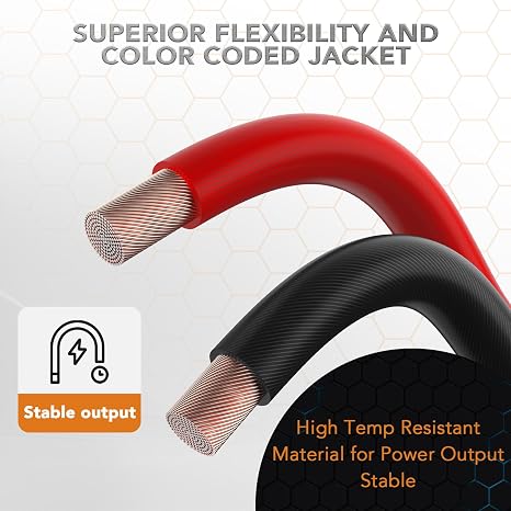 TOPSTRONGGEAR 4 Gauge 50ft Black & Red Power/Ground Wire - True 4 AWG, Extreme Heat Tested, Copper Clad Aluminum (CCA) - Compatible with All Devices Requiring Power/Ground Wires