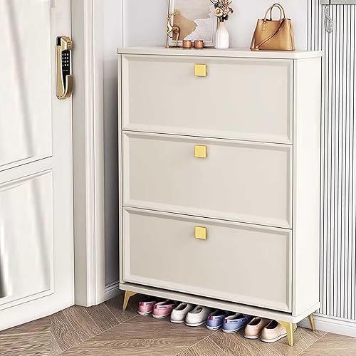 Miniatura 5 de Armario de almacenamiento de zapatos delgado para pasillos, organizador de almacenamiento de zapatos con 3 cajones de relleno para pasillo y sala de