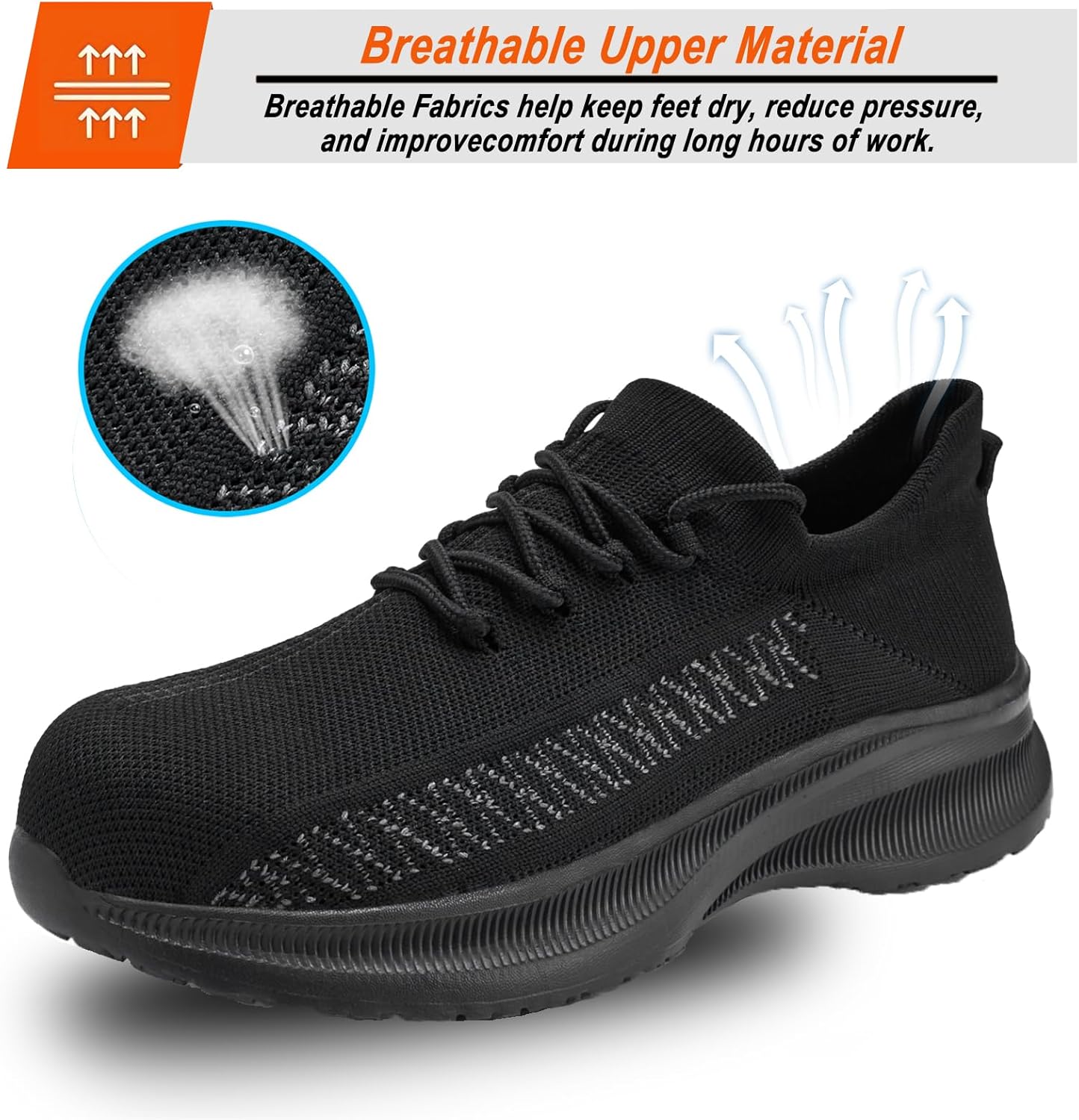 NIFOFISE Slip on Steel Toe Shoes for Men Women Comfortable Safety Work Sneakers Lightweight Breathable Composite Toe Shoe for Warehouse and Delivery