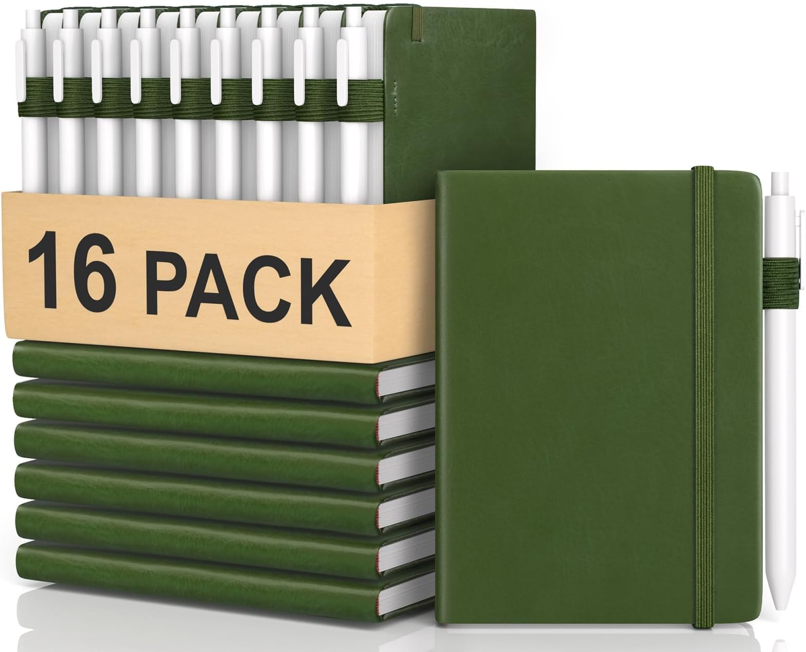 Pocket Small Notebook Journals, 16 Pack ( Forest Green) Mini Notebook 3.7x5.7 Butterfly Journaling Notebooks for Women Men, Hardcover Lined Note Pads with Pens for Work, Business, Travel Journal, Office Supplies