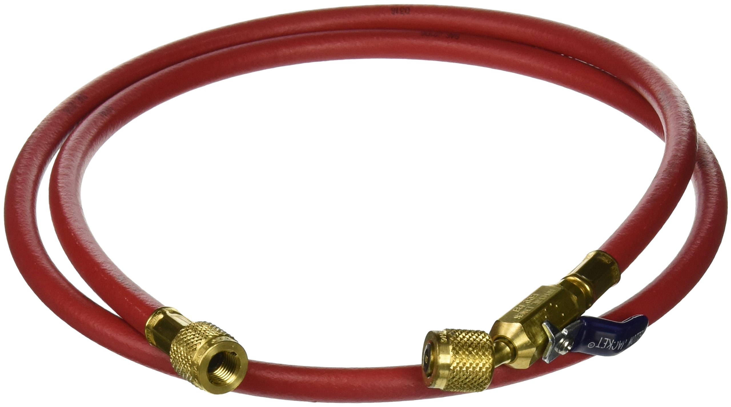 Yellow Jacket 29660 Plus II 1/4" Hose with Compact Ball Valve, 60", Red