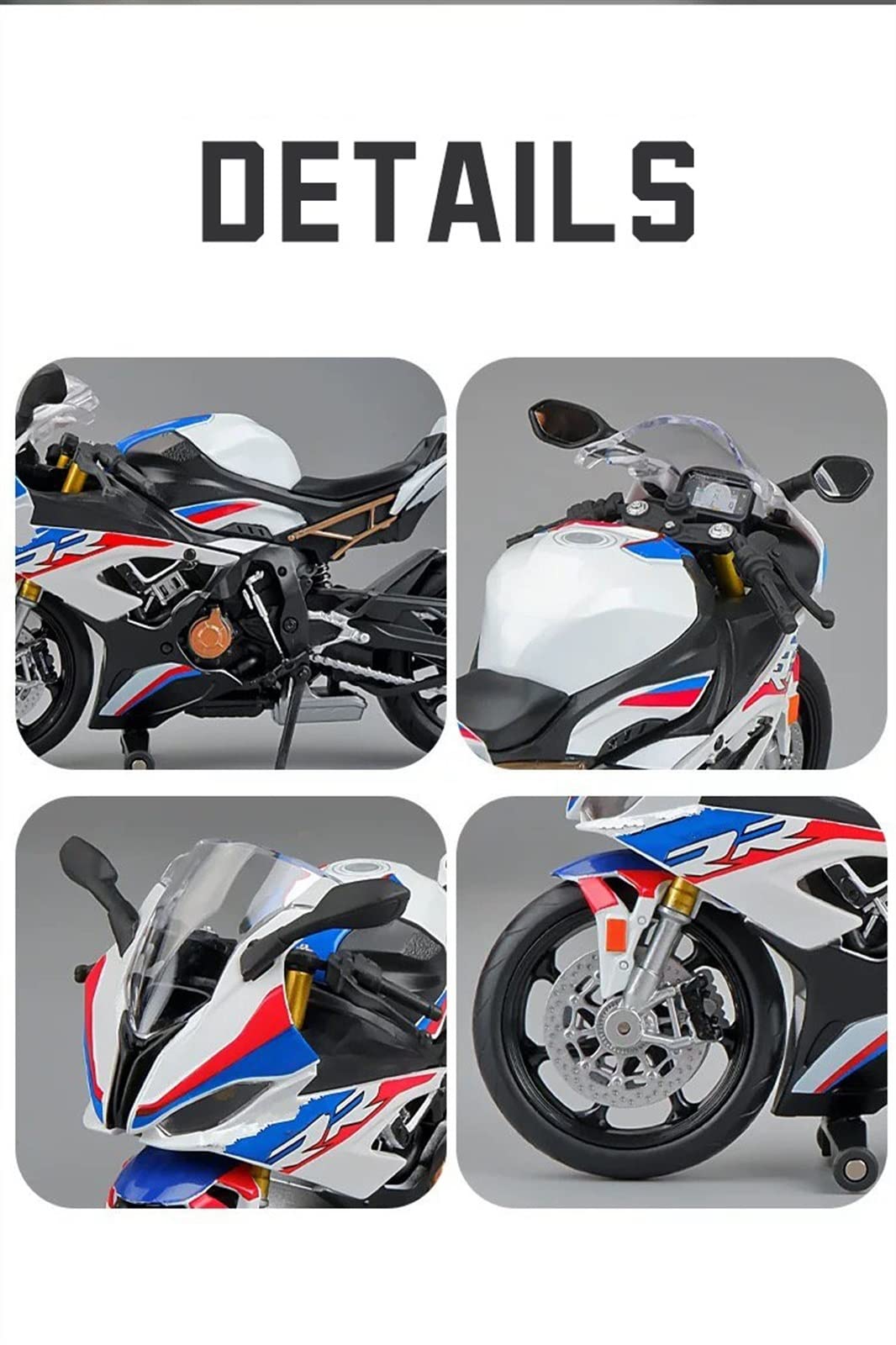 Modello 1:12 Per BMW S1000RR In Lega Modello Di Auto Diecast Giocattoli Per I Ragazzi Regalo Compleanno Per Collezione(White)