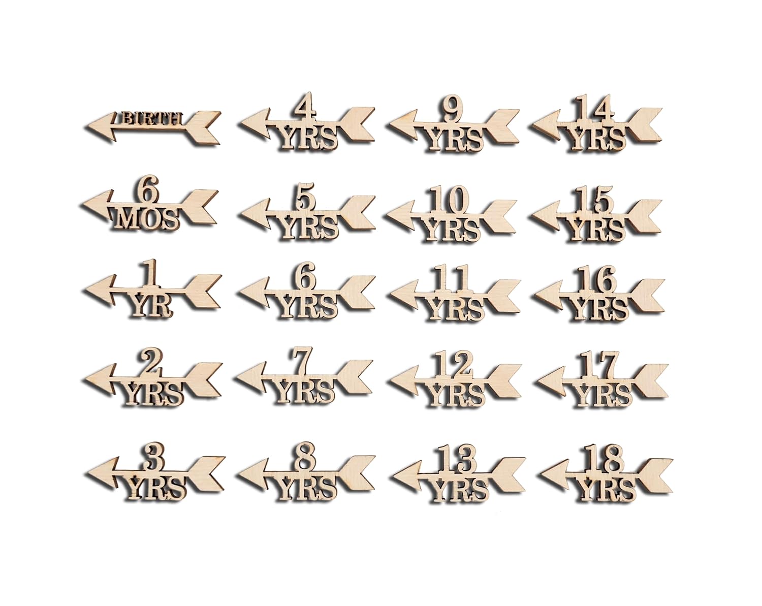 Height Marker Arrows for Growth Chart Ruler - Wooden, Set of 20, Growth Chart Add-On