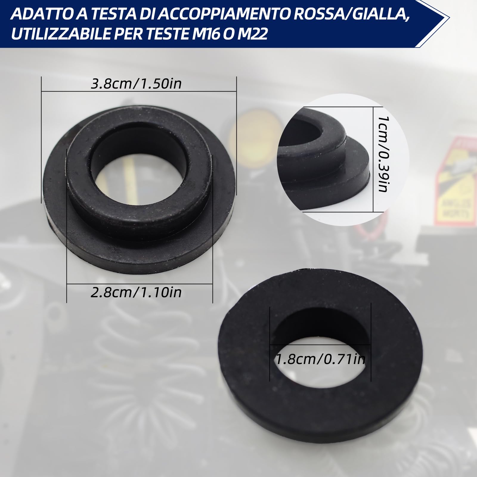 10 guarnizioni di ricambio 8975500204 – Kit guarnizioni per connettori freno trattore rosso/giallo – Compatibile con WABCO e Van HOOL 637402730 – Set di guarnizioni freno a doppia linea