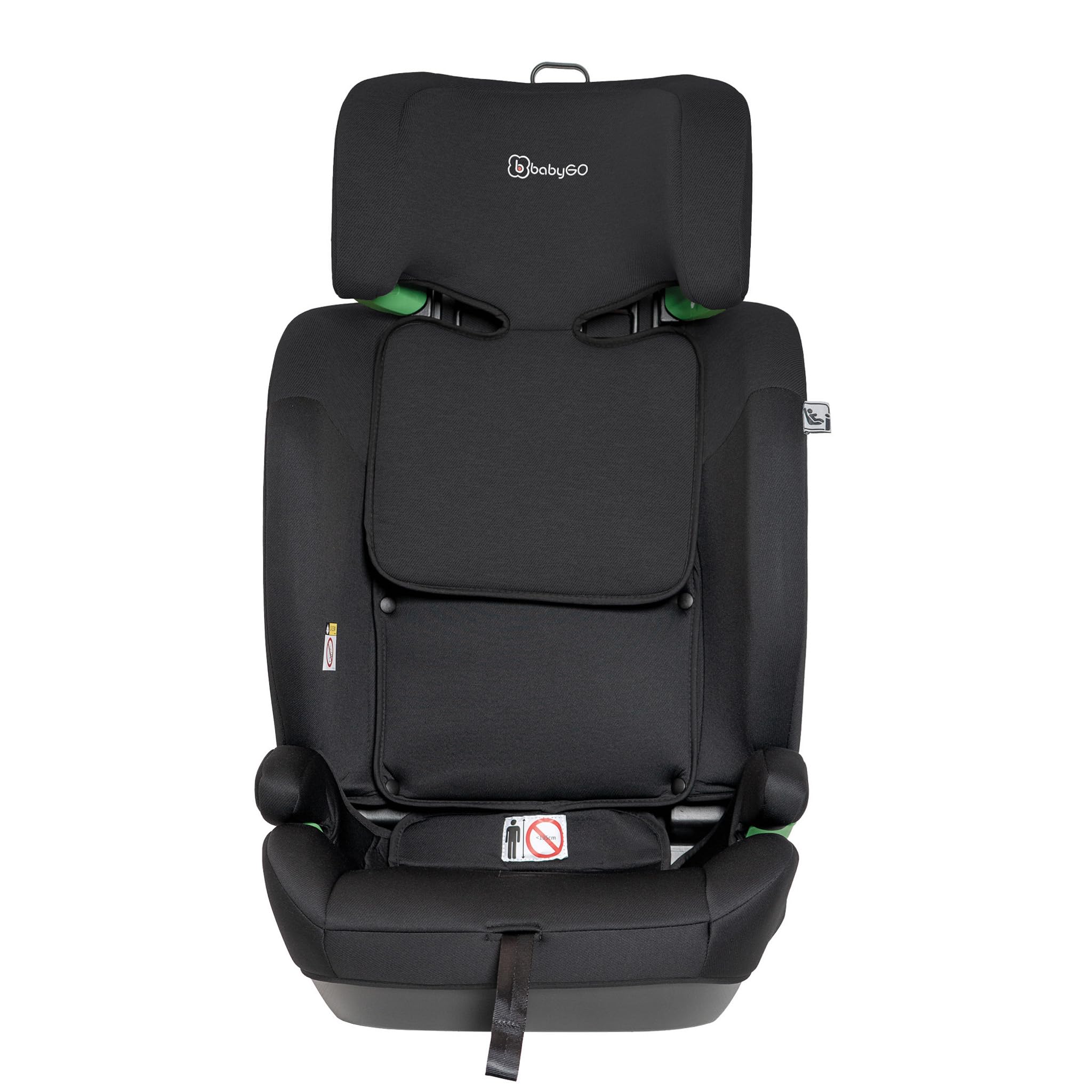 babyGO Lumo Kindersitz nach neuer I-Size Norm - Kindersitz/Autositz für Kinder (76-150 cm) Schwarz