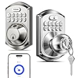 TEEHO Smart Door Knob with Keypad + TEEHO WiFi Smart Lock, Auto Lock, Easy Installation for Front Door, Bedroom, Rental, Satin Nickel
