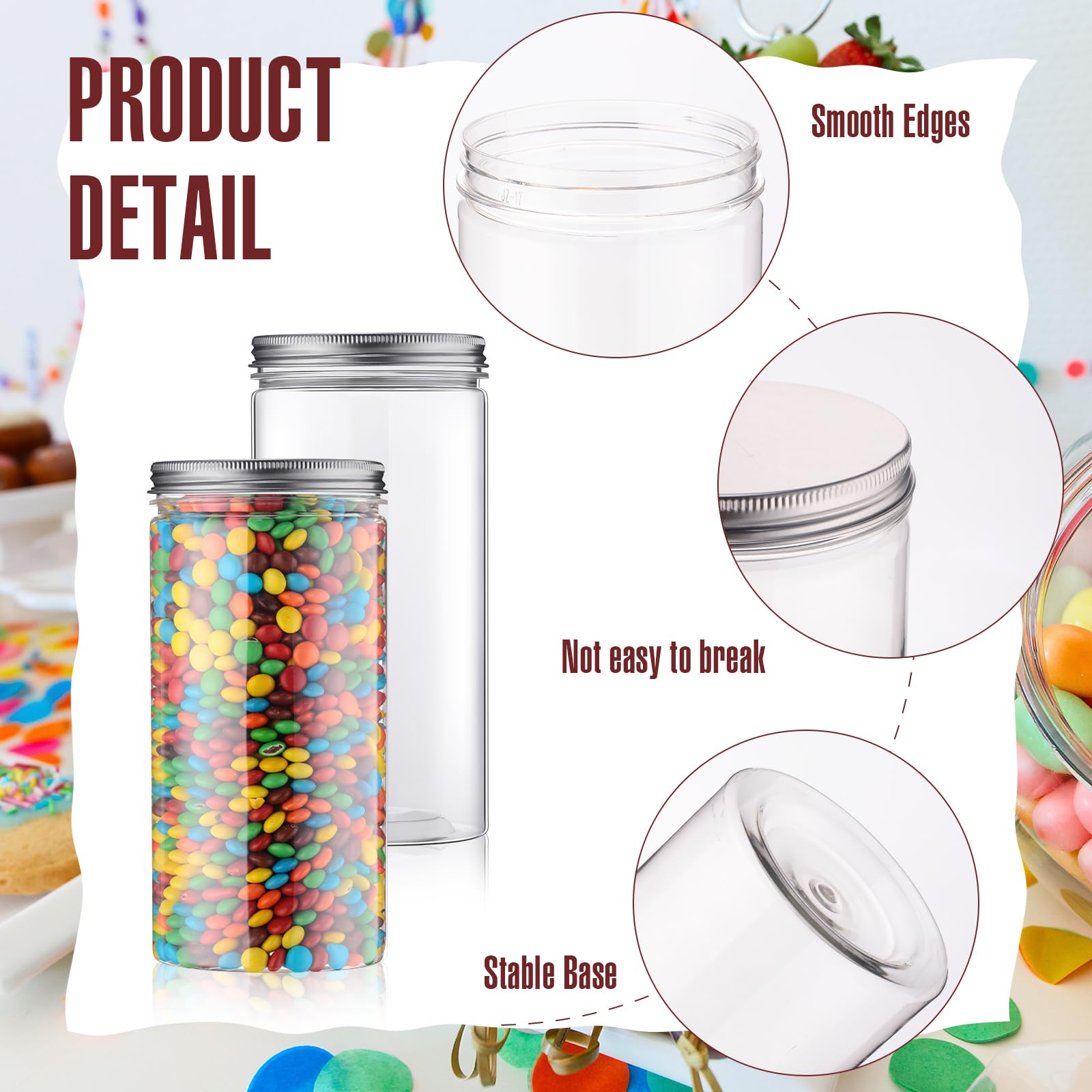 Dandat 16 Barattoli In Plastica PET Con Coperchio, 1 Gallone, Per Dispensa E Alimenti Secchi - 2
