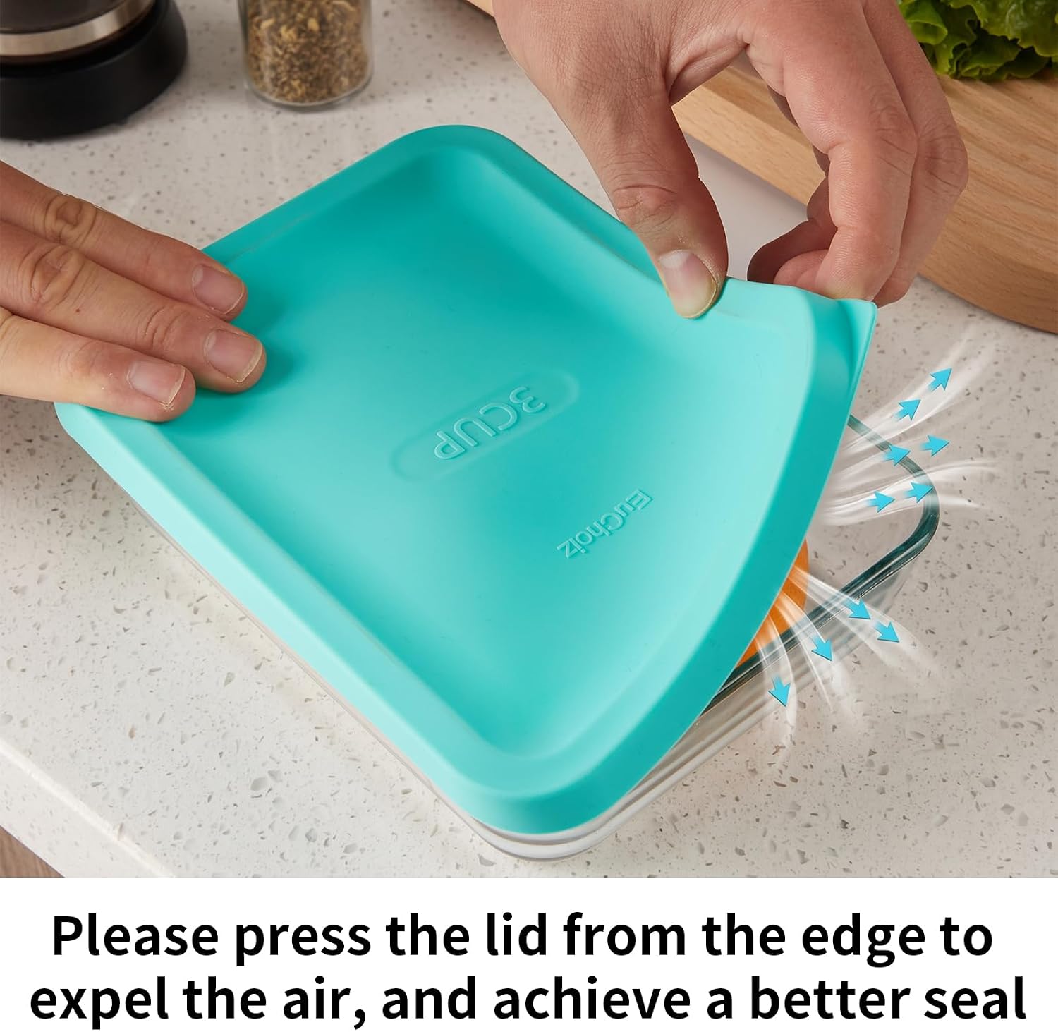 Replacement Lids for Pyrex 7210-PC 3 Cup Rectangle, Silicone Storage Cover Lid for Glass Bowl 2 Pack Turquoise