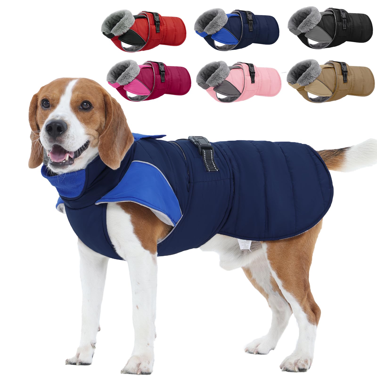 Nanaki - Warm Fleece Lined Dog Vest, Waterproof Dog Vest with Furry Collar, with Leash Hole, Reflective Pet Snow Jacket, Suitable for Outdoor Walking — image 1