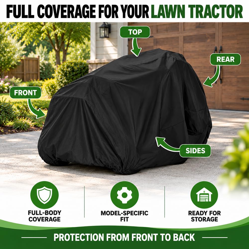 Funda para Tractor Cortacésped para Jonsered LT 2217 A 2008–2014 Deck 97 cm, Cubierta Protectora para Cortacésped con Asiento, Funda de Almacenamiento para Jardín Garaje