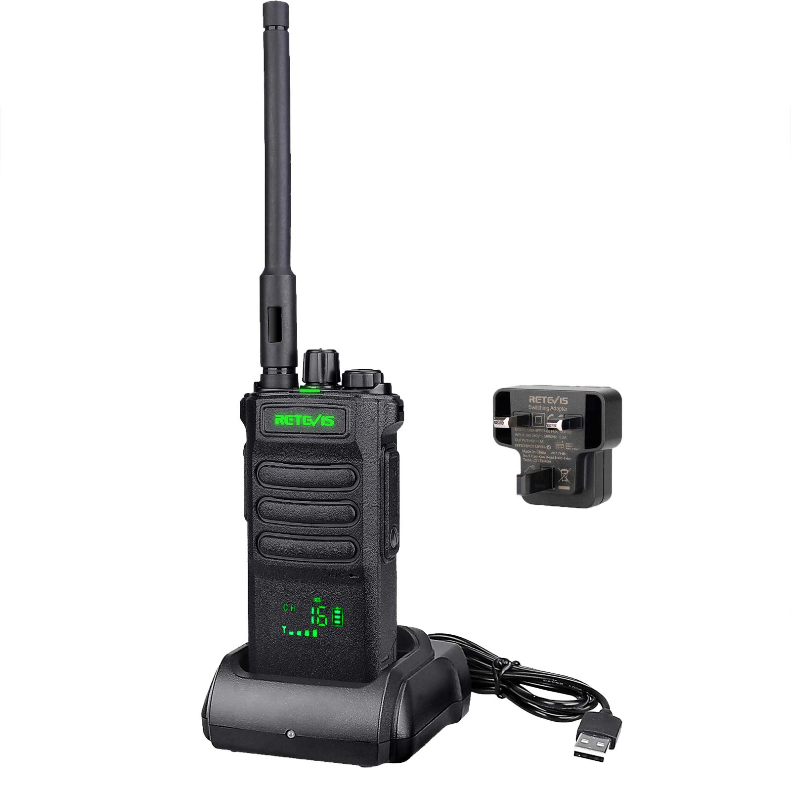 Retevis RT86 Heavy Duty Professional Two Way Radio, Long Distance Walkie Talkies for Adults, 2600mAh Portable Radio with Wireless Clone, Flashlight, VOX, for Hunting, Outdoor(Black 1Pack)