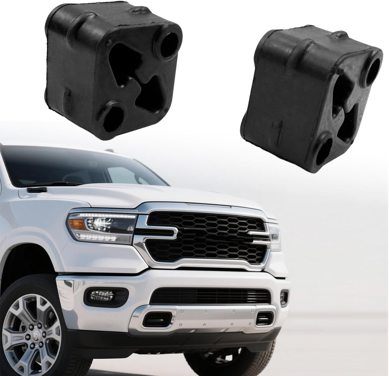 2Pcs Rear Exhaust Pipe Support Isolator Muffler Rubber Hanger Vibration Dampener Left Right Replacement for 68519121AA 68335439AA 68410310AA Driver Passenger Side Fit for Ram 1500 Truck 2019-2025