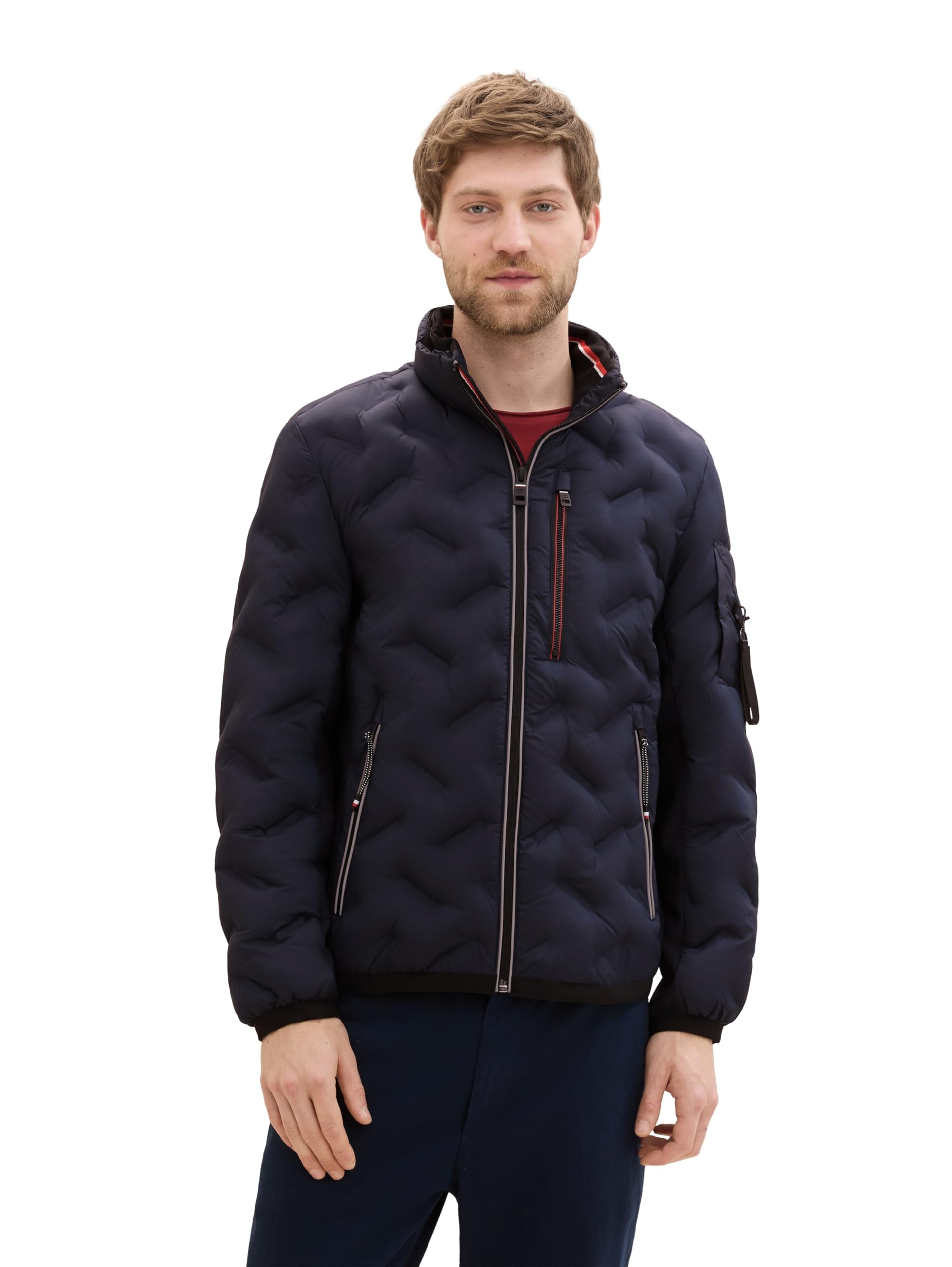 TOM TAILOR Herren 1042489 Hybrid Jacke mit Kapuze im Stehkragen (1er Pack)