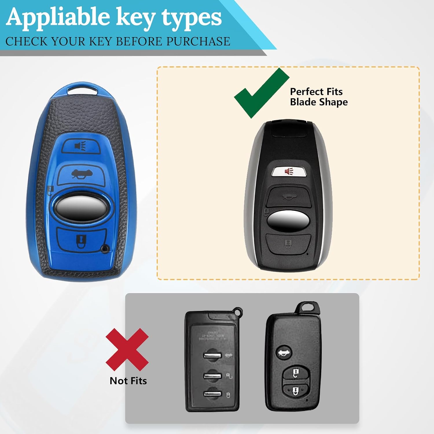Key Fob Cover for Subaru, Braided Loop Keychain Accessory, Blue image 5