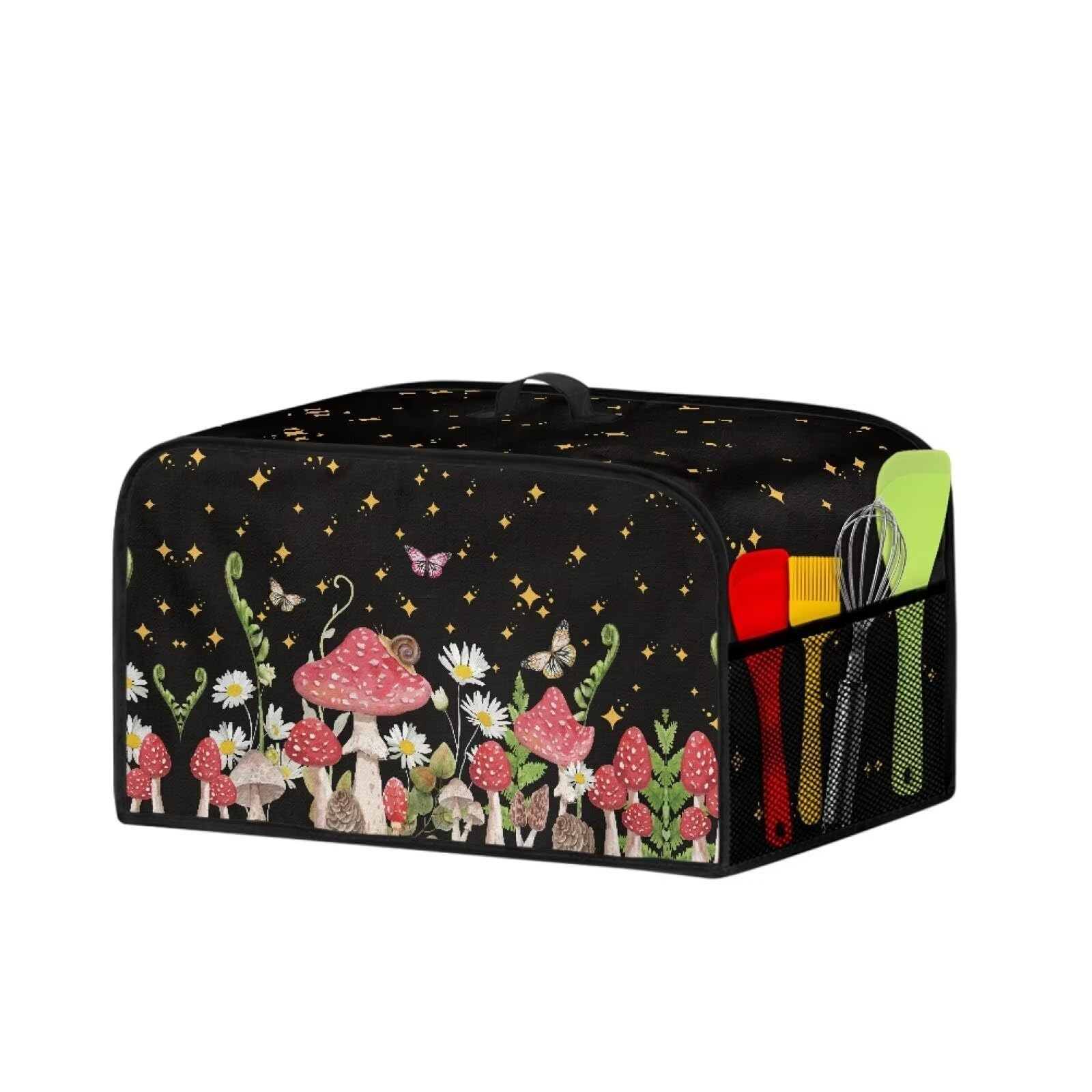 Mintulipy Mushroom Daisy Slow Cooker Cover Lightweight Butterfly Cover with Portable Handle and Oragniser Bag for Accessories Washable