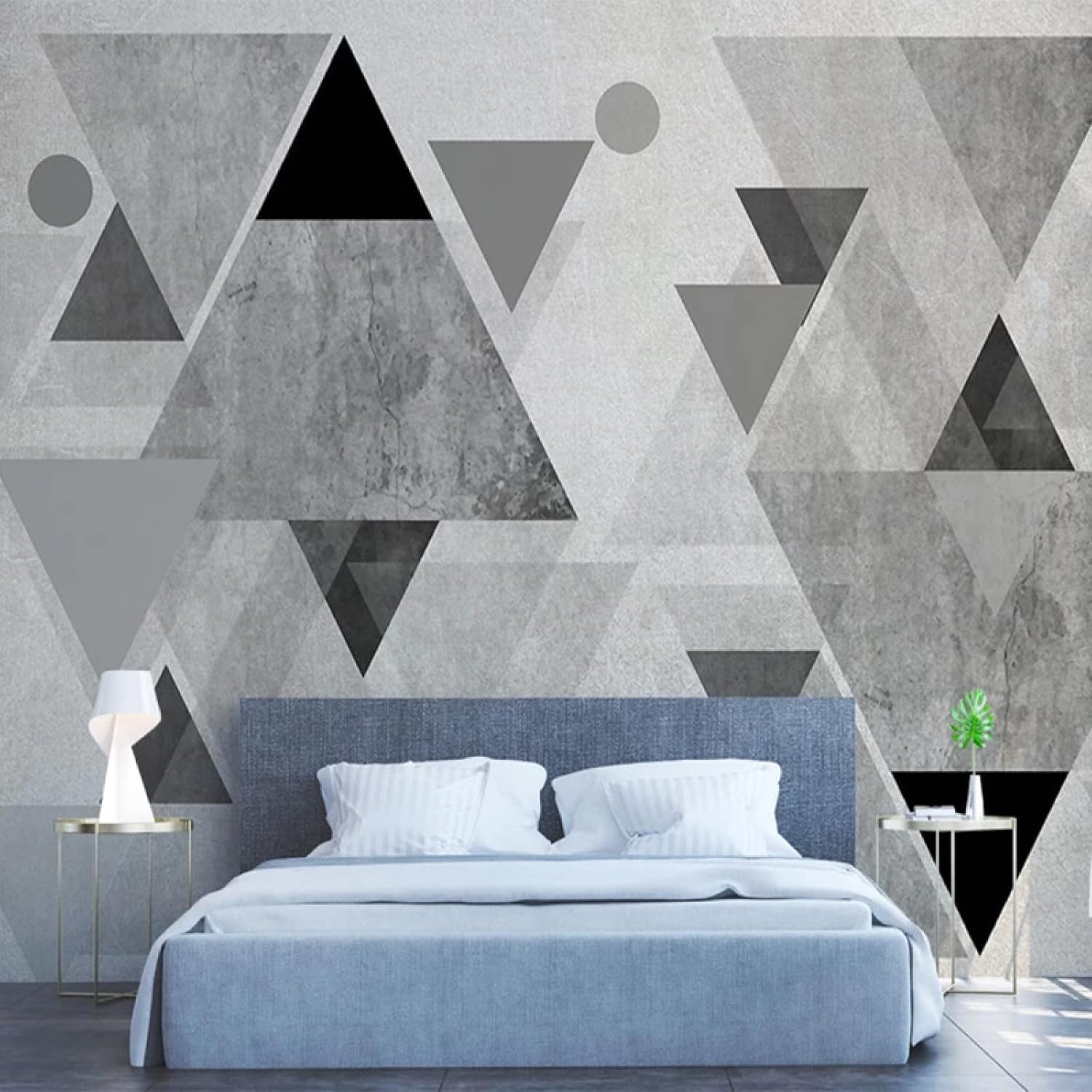 Papier peint 3d géométrique triangle et cercle moderne en soie gaufrée pour salon 150x105cm