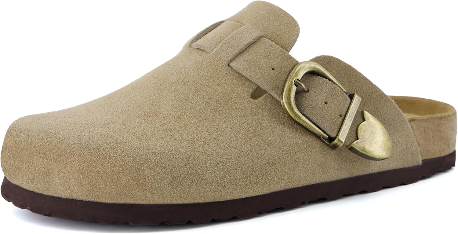 CUSHIONAIRE Hamlet Genuine Leather Suede Clogs for Women, Slip On Shoes with Detailed Metal Buckle Strap and Memory Foam Footbed - Image 8