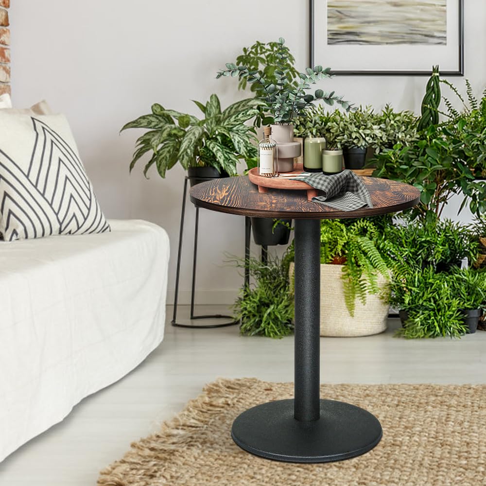 LANTUS Bartisch, rund, Esstisch, quadratisch, Industriestil, Holzbrett + Füße aus Eisen, maximale Belastung 125 kg, 60 x 60 x 72 cm (C)