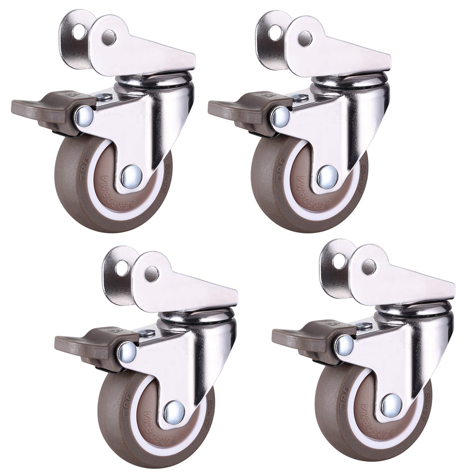 Roulettes pivotantes avec support en U en métal lot de 4 pour lit bébé et table