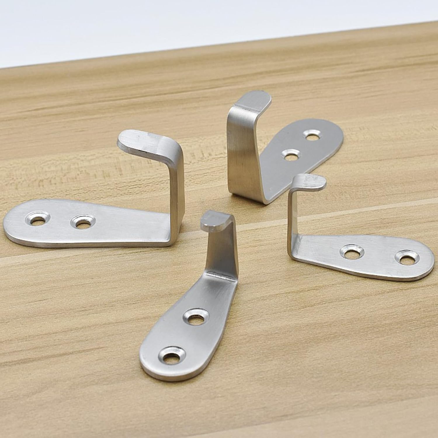 8 Pack Coat Hooks Wall Mount Single Entrance Hooks Heavy Duty Brushed Wall Hook Stainless Steel Small L Metal Hook for Hanging Clothes Jackets Robes Towels Hats Keys Bags Cups, Silver
