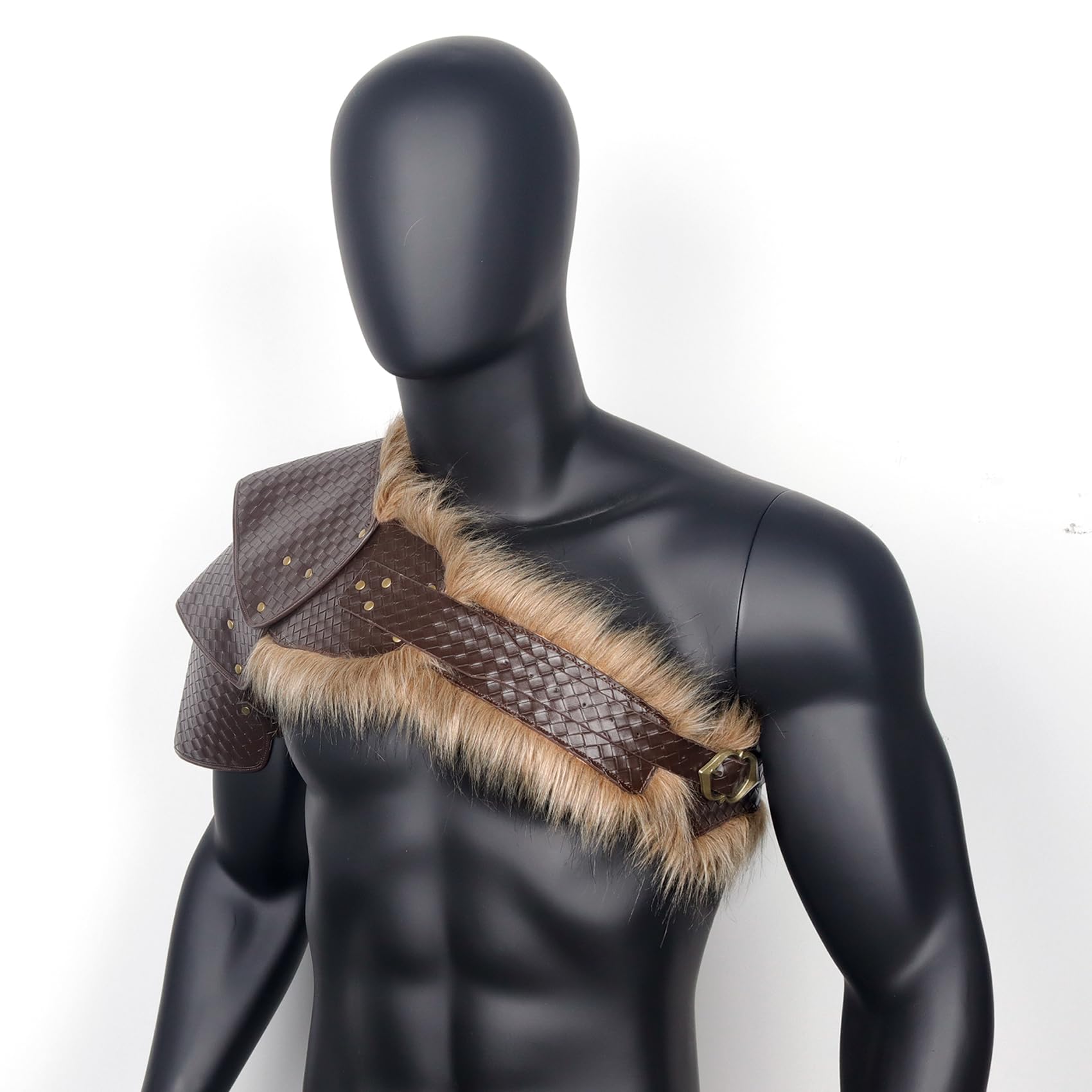 keland Viking schouderpantser bont schouder pantser leer Pauldron middeleeuwse schouderbescherming (bruin-2 keland Viking schouderpantser bont schouder pantser leer Pauldron middeleeuwse schouderbescherming (bruin-2