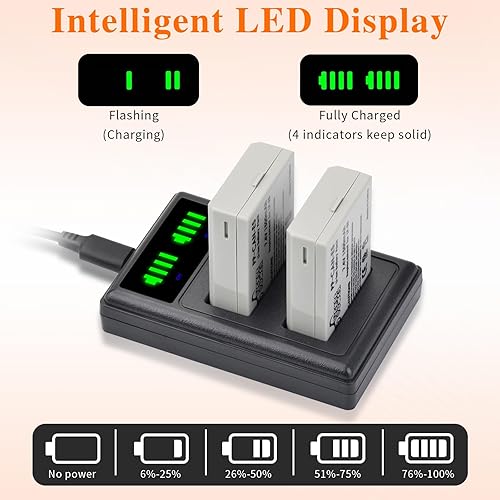 Miniatura 6 de Batería LP-E5 LPE5 LP E5 y pantalla LED inteligente Cargador de doble canal compatible con Canon EOS Rebel XSi, Rebel T1i, Rebel XS, 1000D, 500D,
