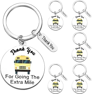 6 Pcs School Bus Driver Appreciation Gifts Bus Drivers Keychain Bus Driver Gifts Safe Stainless Steel Bus Drivers Keychain in Bulk Thank You Gifts for Men Women Retirement New Driver Leaving Birthday
