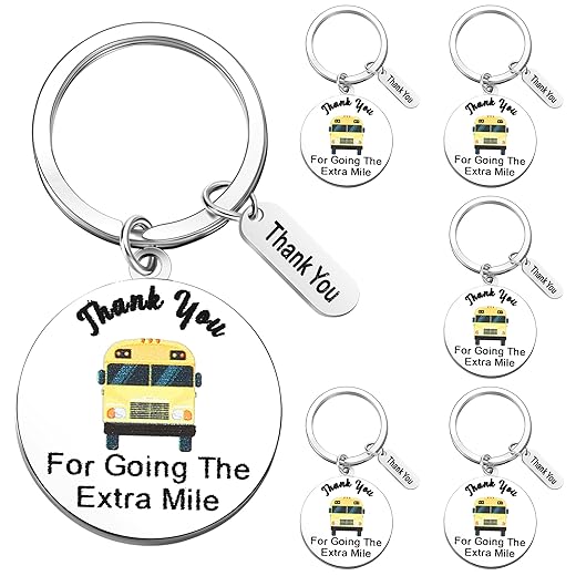 Weysat 6 Pcs Christmas School Bus Driver Appreciation Gifts Bus Drivers Keychain Gifts Safe Stainless Steel Bus Drivers Keychain in Bulk Thank You Gifts for Men Women Retirement Driver Leaving