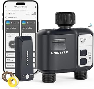[All-New 2027] 1700FT WiFi Sprinkler Timer 2 Zone, Unistyle Smart Hose T...